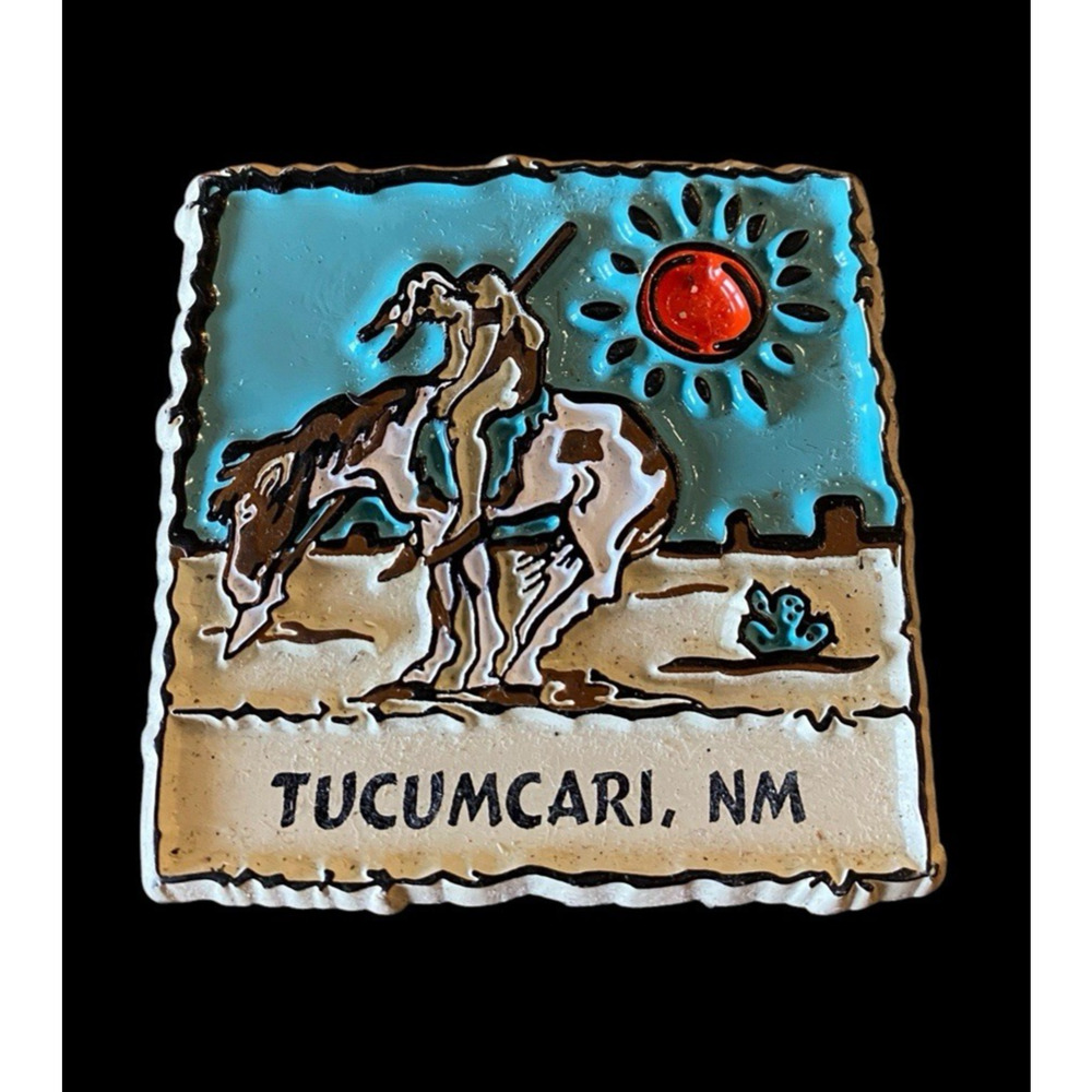 Tucumcari New Mexico Magnet Fridge End of the Trail Indian Desert West 90s Vtg